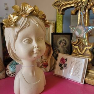 Boho Girl Figure with Flower Headband ~ Whimsical Cottage Hippie Cute! w/Tag